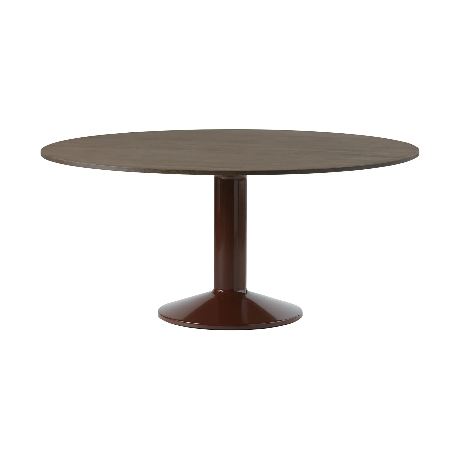 Mesa pedestal Midst Ø160 cm, Dark Oiled Oak-Dark Red Muuto