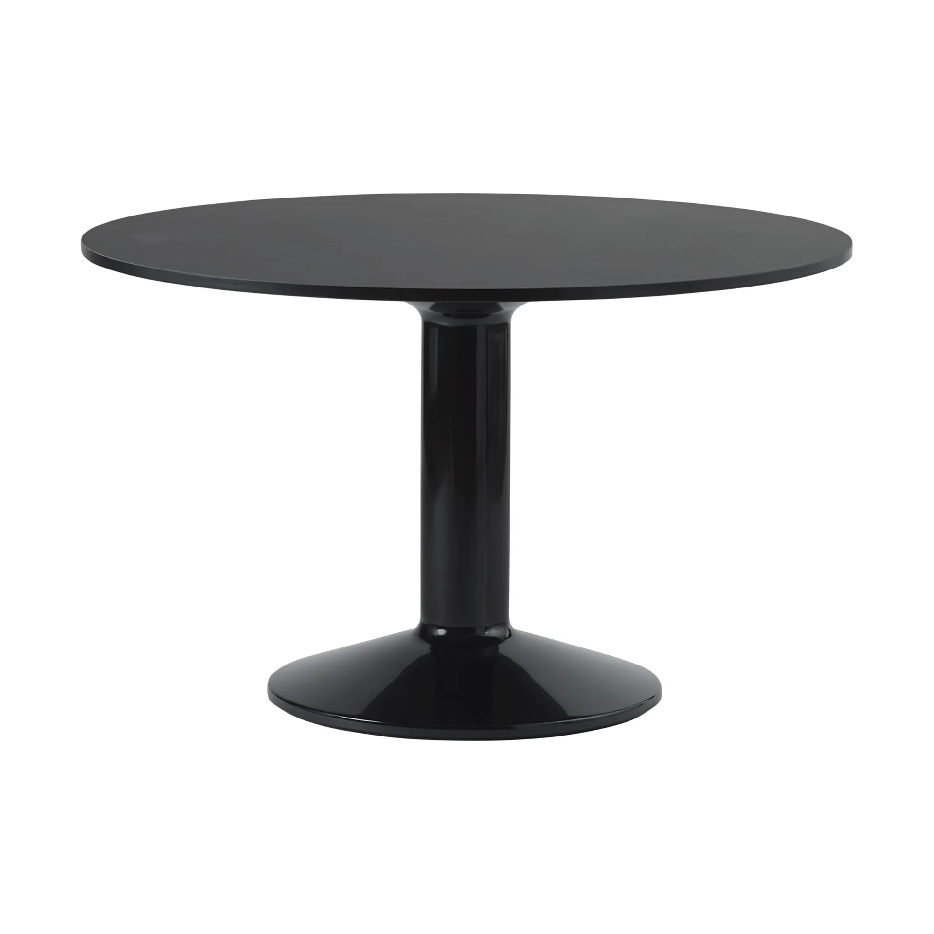 Mesa pedestal Midst, Black linoleum-black, Ø120 cm Muuto