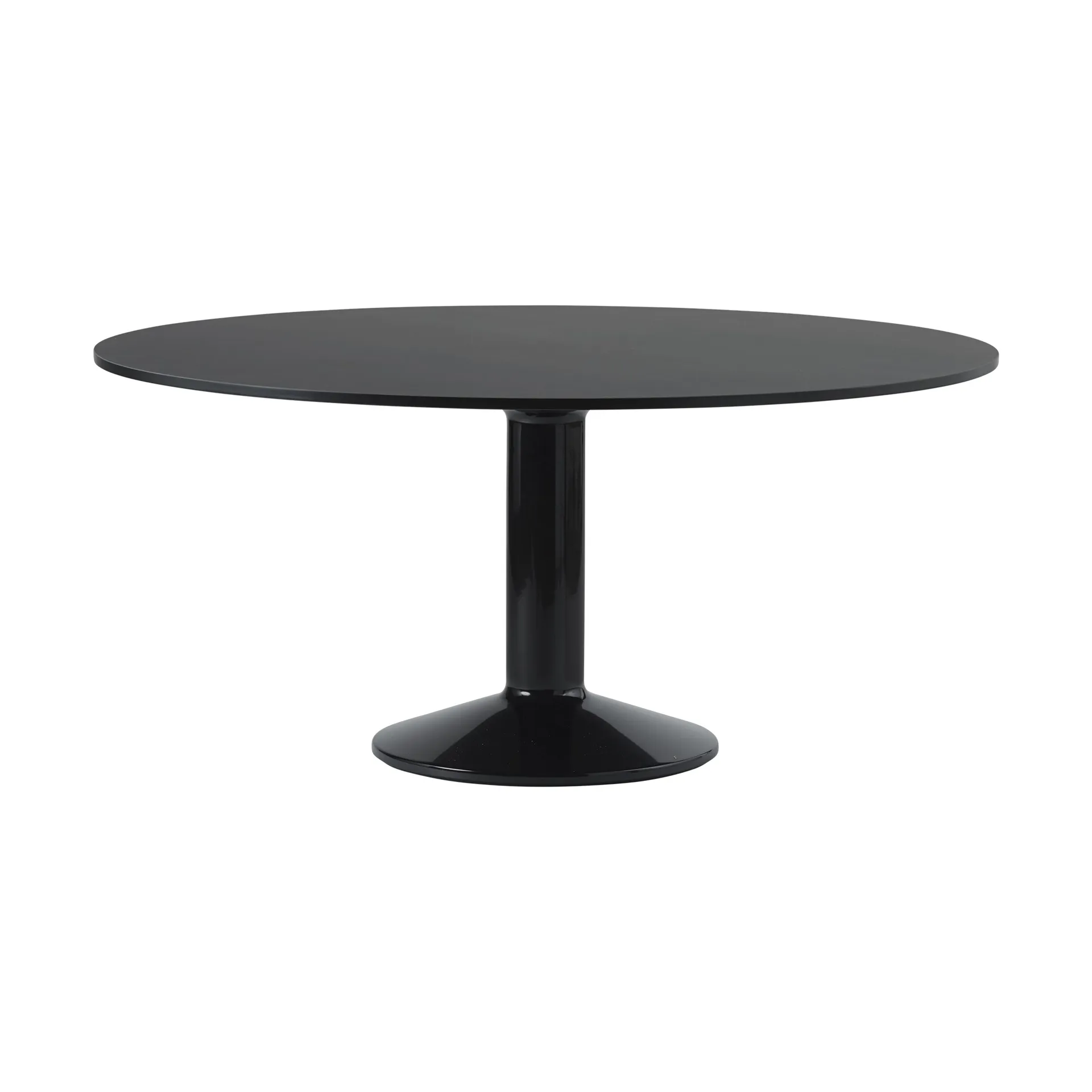 Mesa pedestal Midst, Black linoleum-black, Ø160 cm Muuto