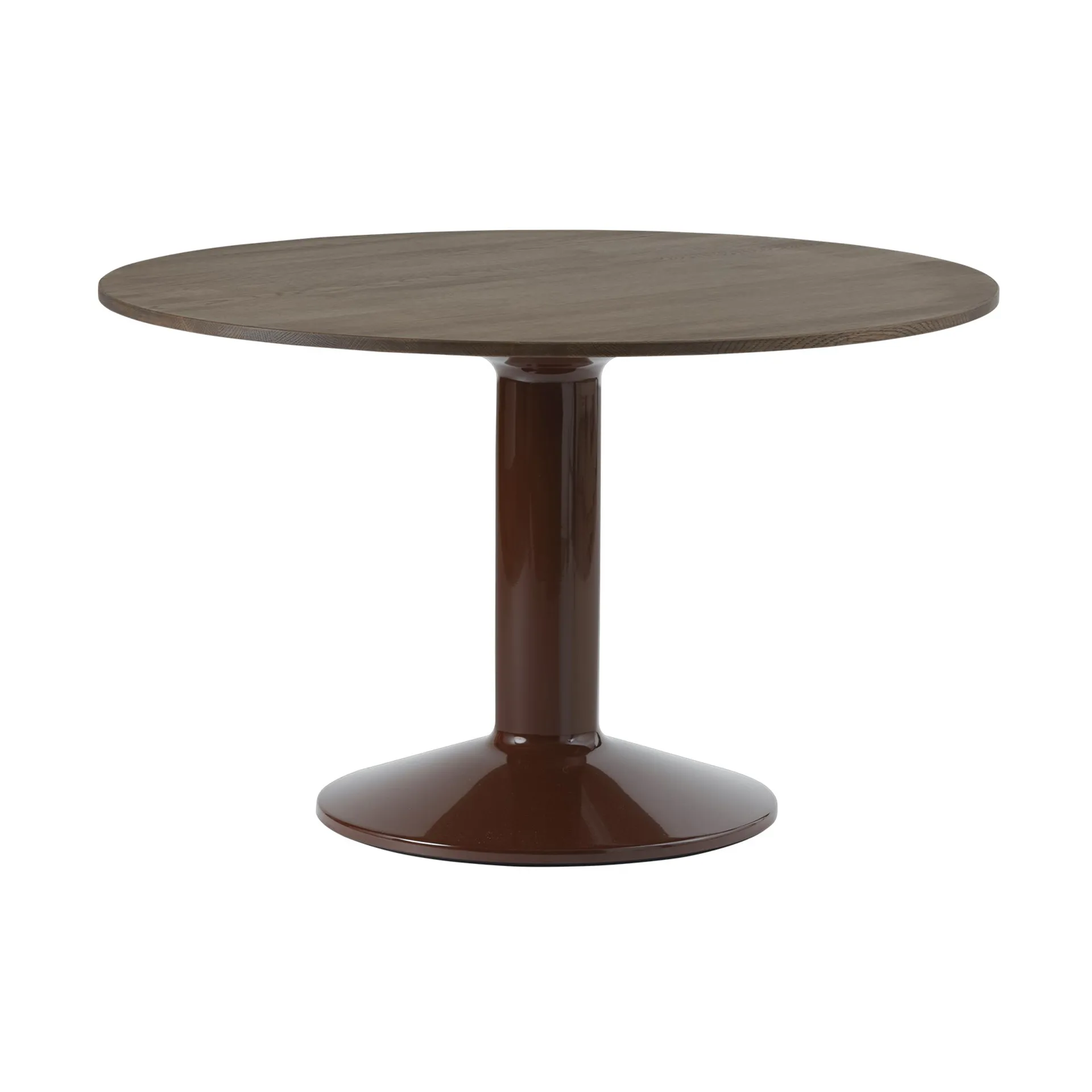 Mesa pedestal Midst, Dark oiled oak-dark red, Ø120 cm Muuto