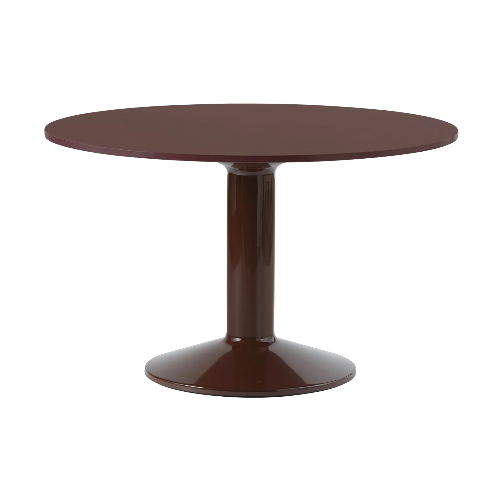 Mesa pedestal Midst, Dark red linoleum-dark red, Ø120 cm Muuto