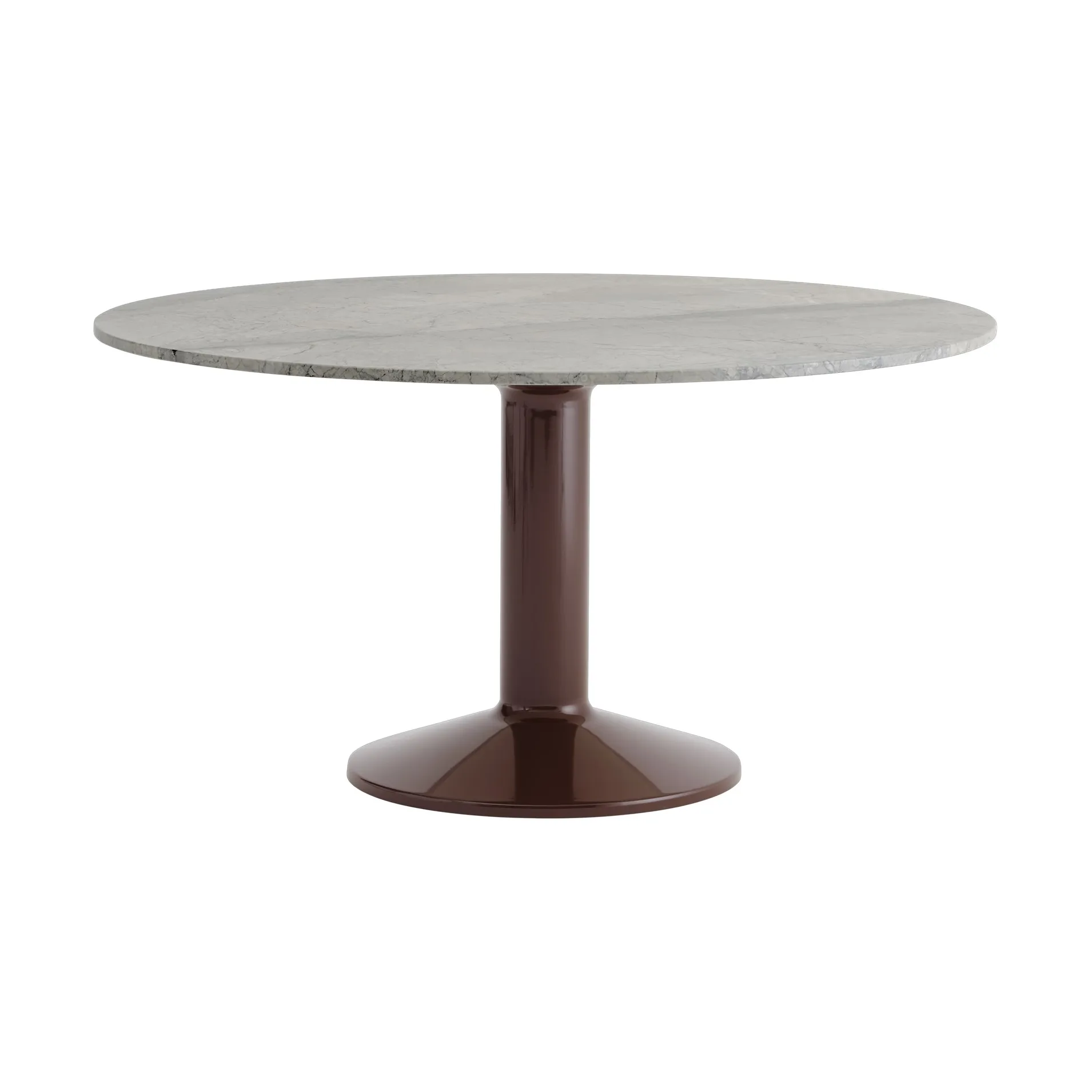 Mesa pedestal Midst, Grey marble-dark red, Ø140 cm Muuto