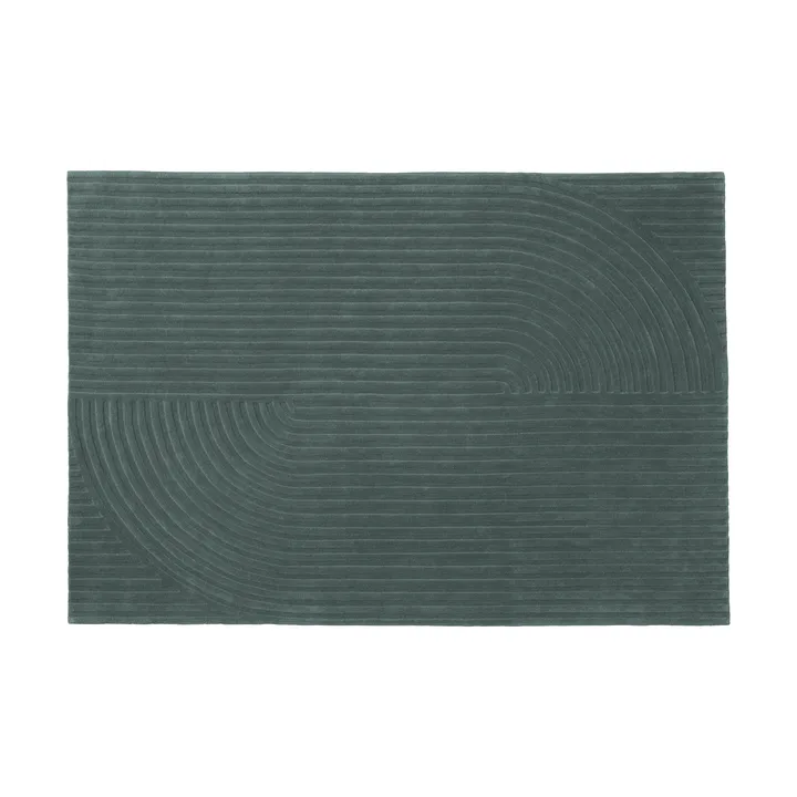 Relevo Rug Quattro alfombra de lana - Dark green, 170x240 cm - Muuto