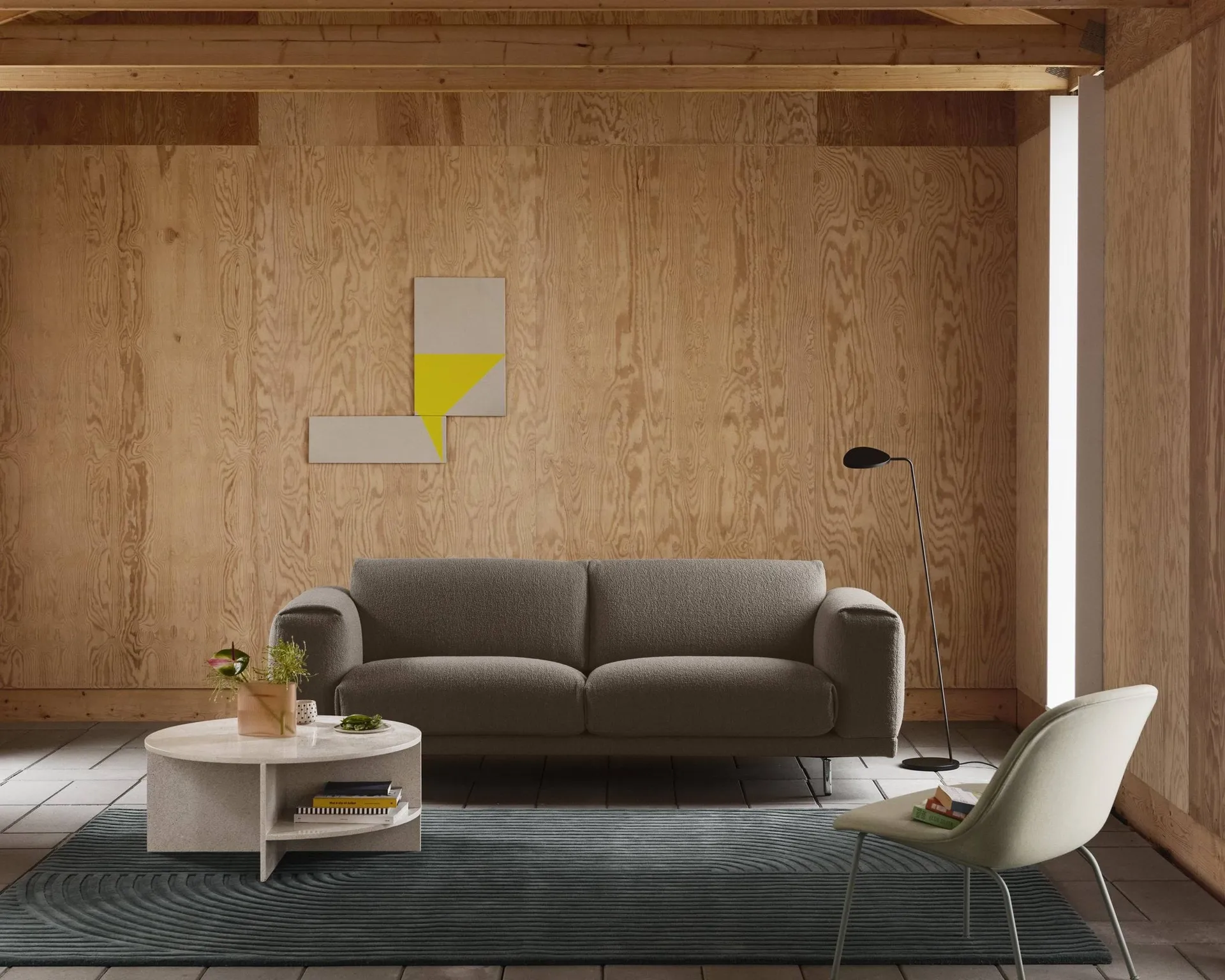 Relevo Rug Quattro alfombra de lana, Dark green, 170x240 cm Muuto