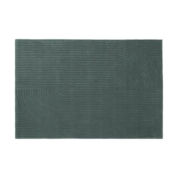 Relevo Rug Quattro alfombra de lana - Dark green, 200x300 cm - Muuto