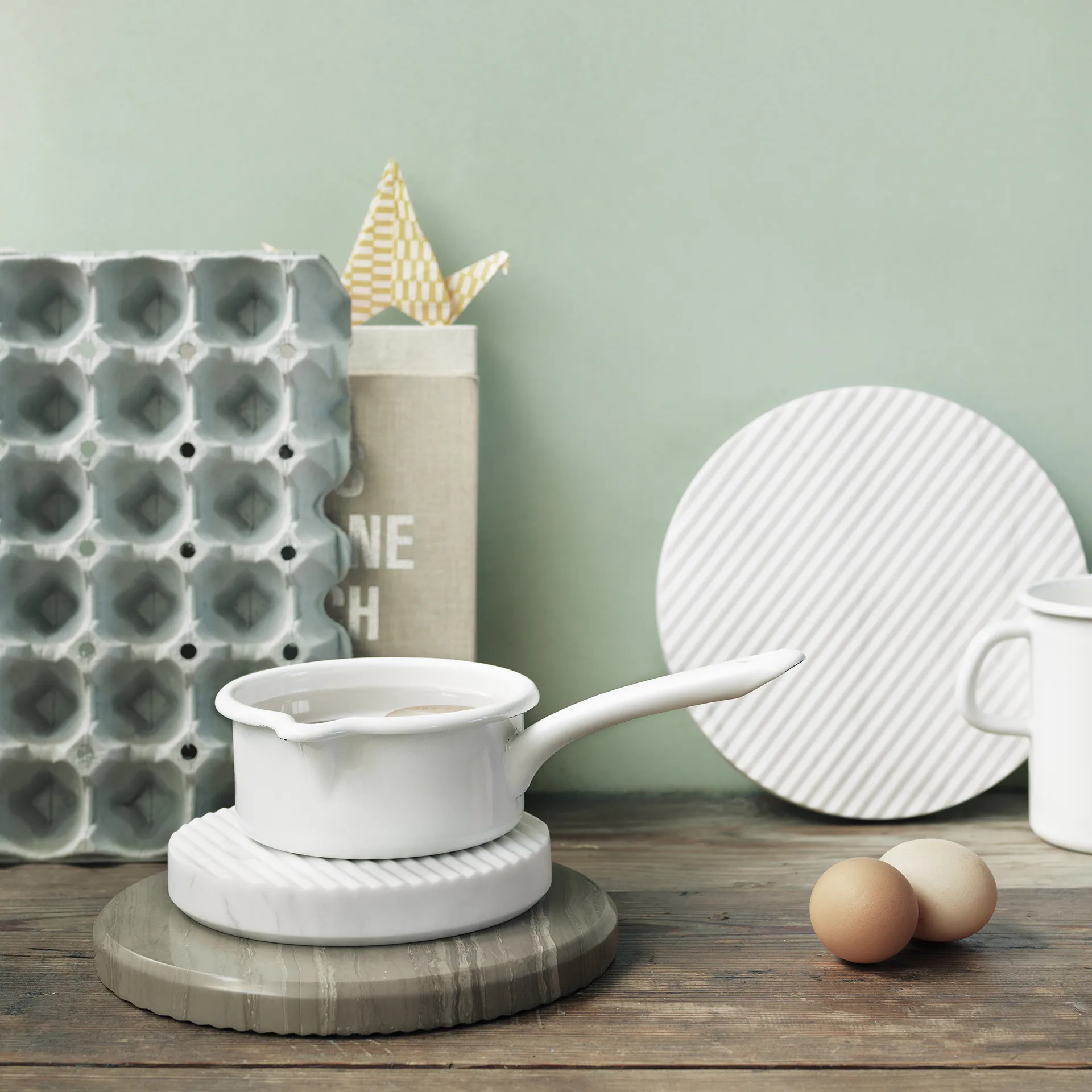 Salvamanteles Groove mármol, blanco pequeño Muuto