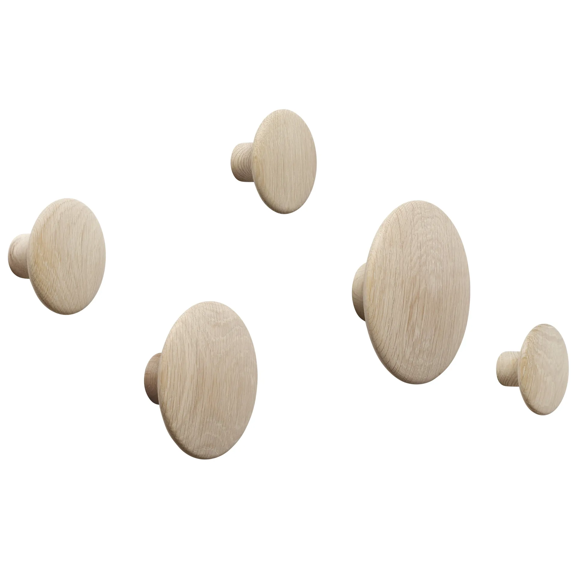 Set de 5 colgadores de pared The Dots, roble Muuto