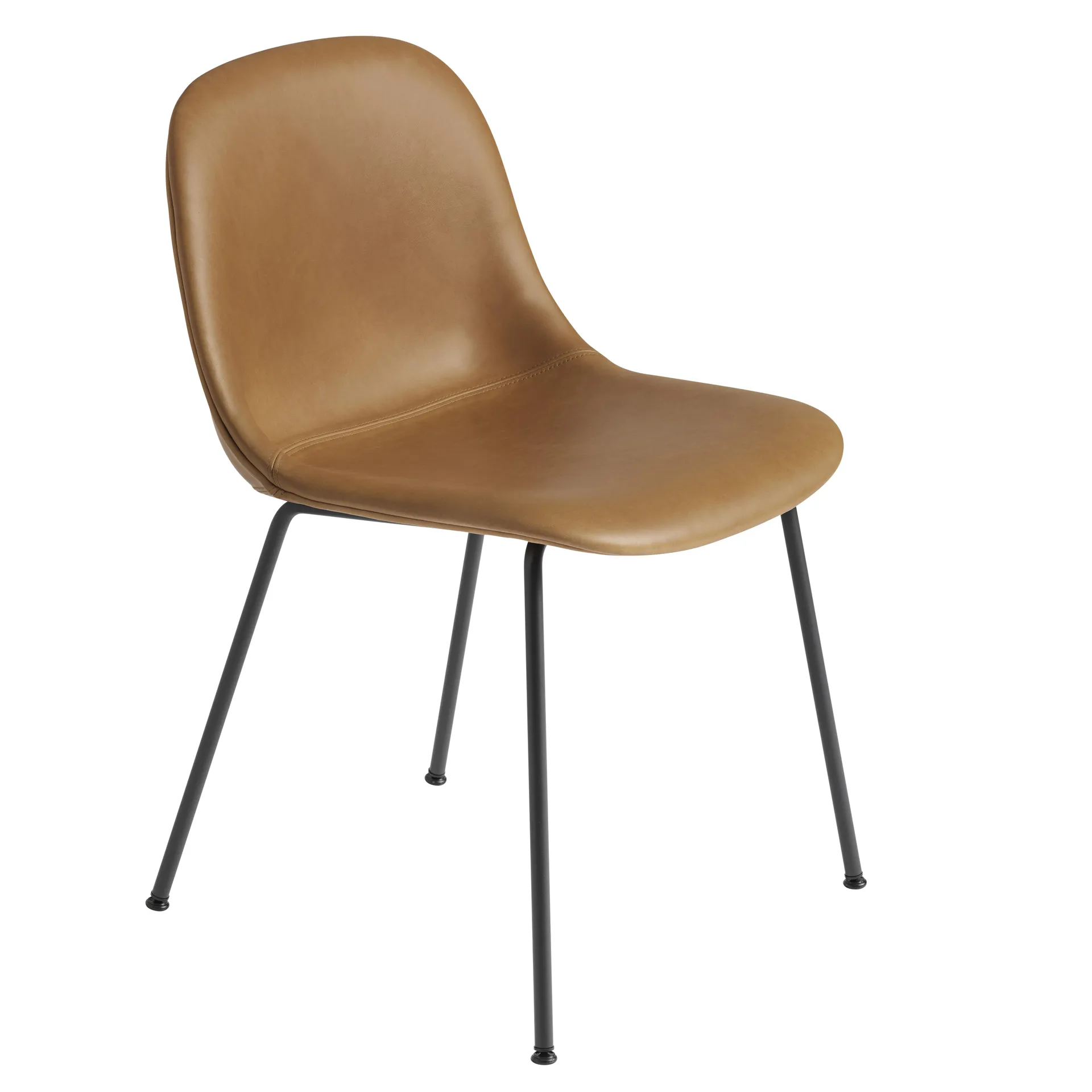 Silla auxiliar Fiber, Refine leather cognac-Black Muuto