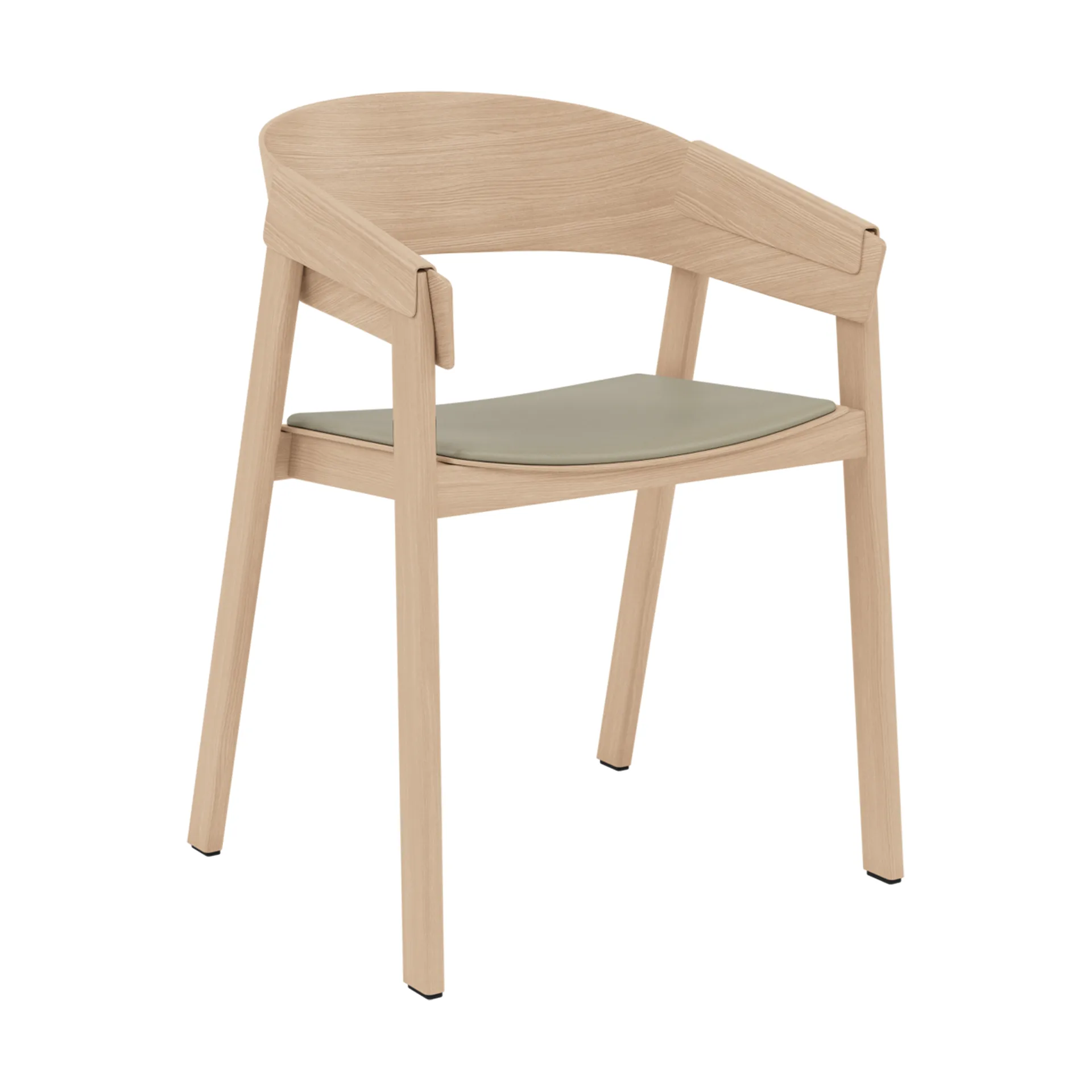 Silla con reposabrazos Cover cuero, Refine leather stone-oak Muuto