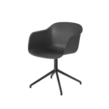 Silla de oficina Fiber armchair swivel base with return - Black-anthracite black base - Muuto