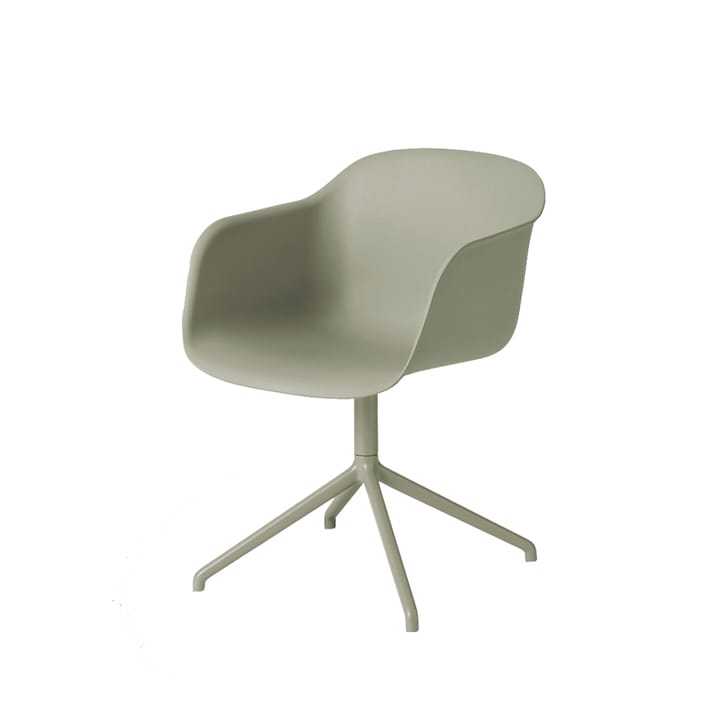 Silla de oficina Fiber armchair swivel base with return - Dusty green, verde stativ - Muuto