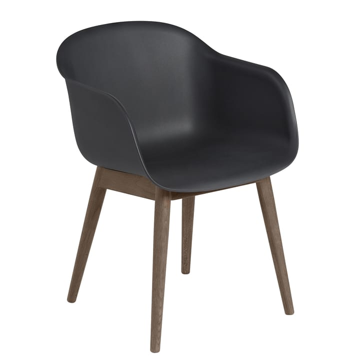 Silla Fiber con reposabrazos y patas de madera - Black-Stained dark brown - Muuto