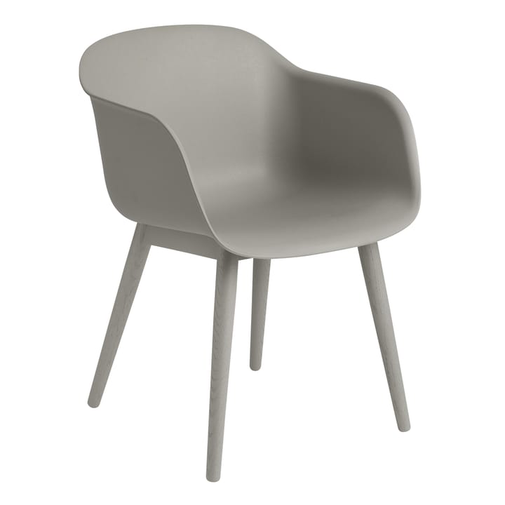 Silla Fiber con reposabrazos y patas de madera - Grey (plástico) - Muuto