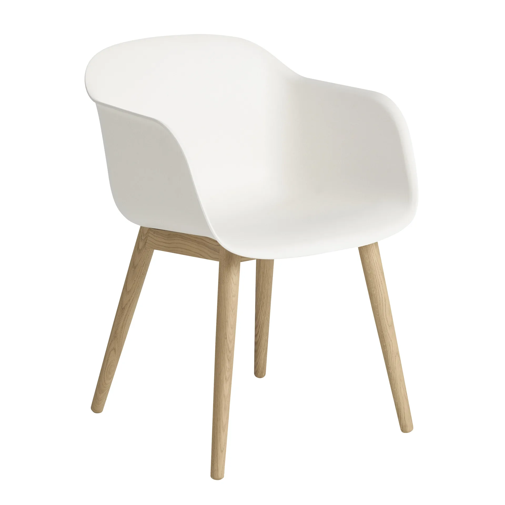 Silla Fiber con reposabrazos y patas de madera, Natural white-Oak Muuto