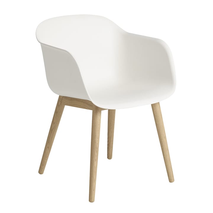 Silla Fiber con reposabrazos y patas de madera - Natural white-Oak - Muuto