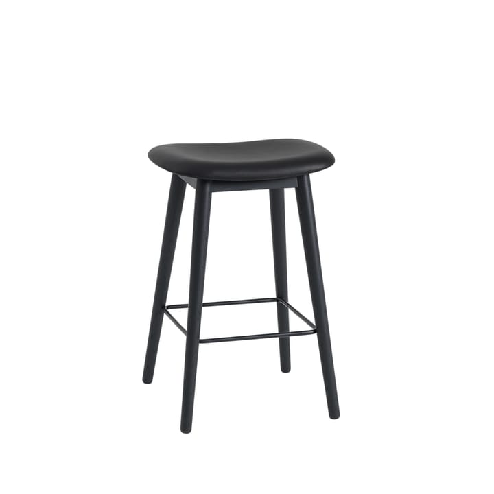 Silla Fiber counter stool 65 cm - Cuero negro, patas negras - Muuto