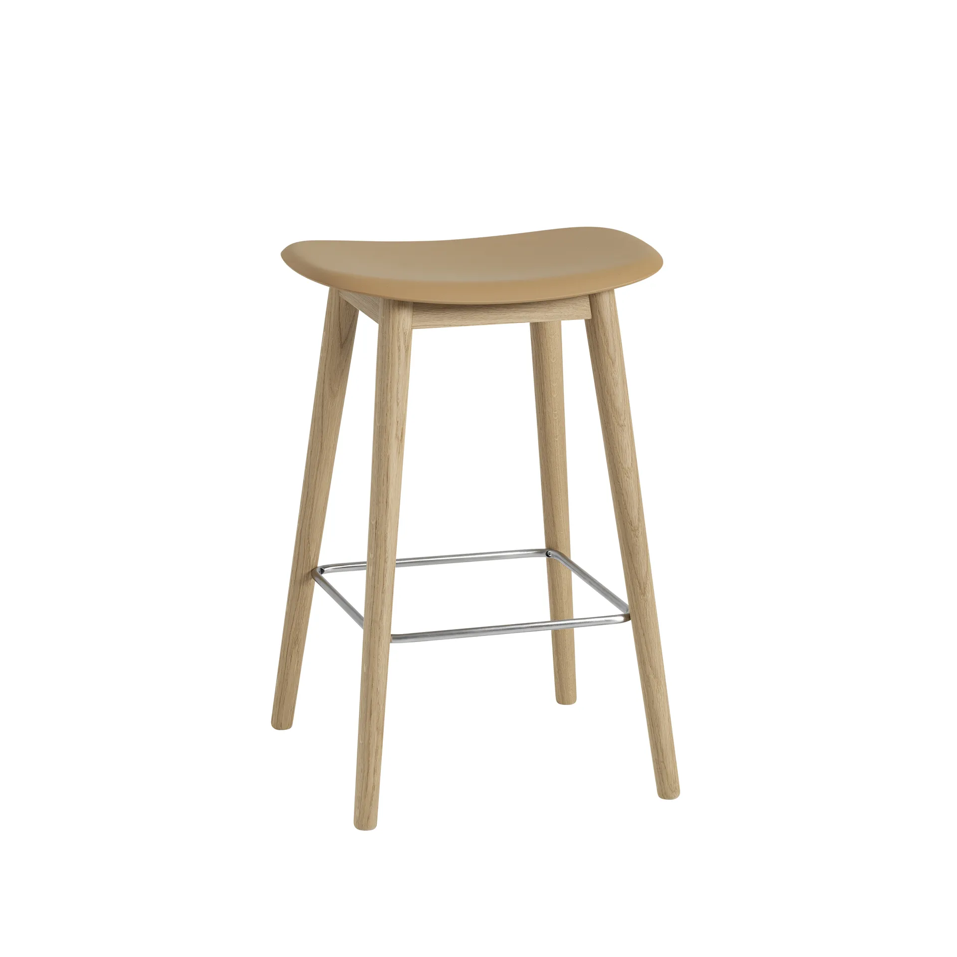 Silla Fiber counter stool 65 cm, Ochre, patas de roble Muuto