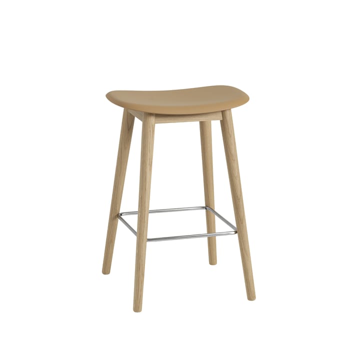Silla Fiber counter stool 65 cm - Ochre, patas de roble - Muuto