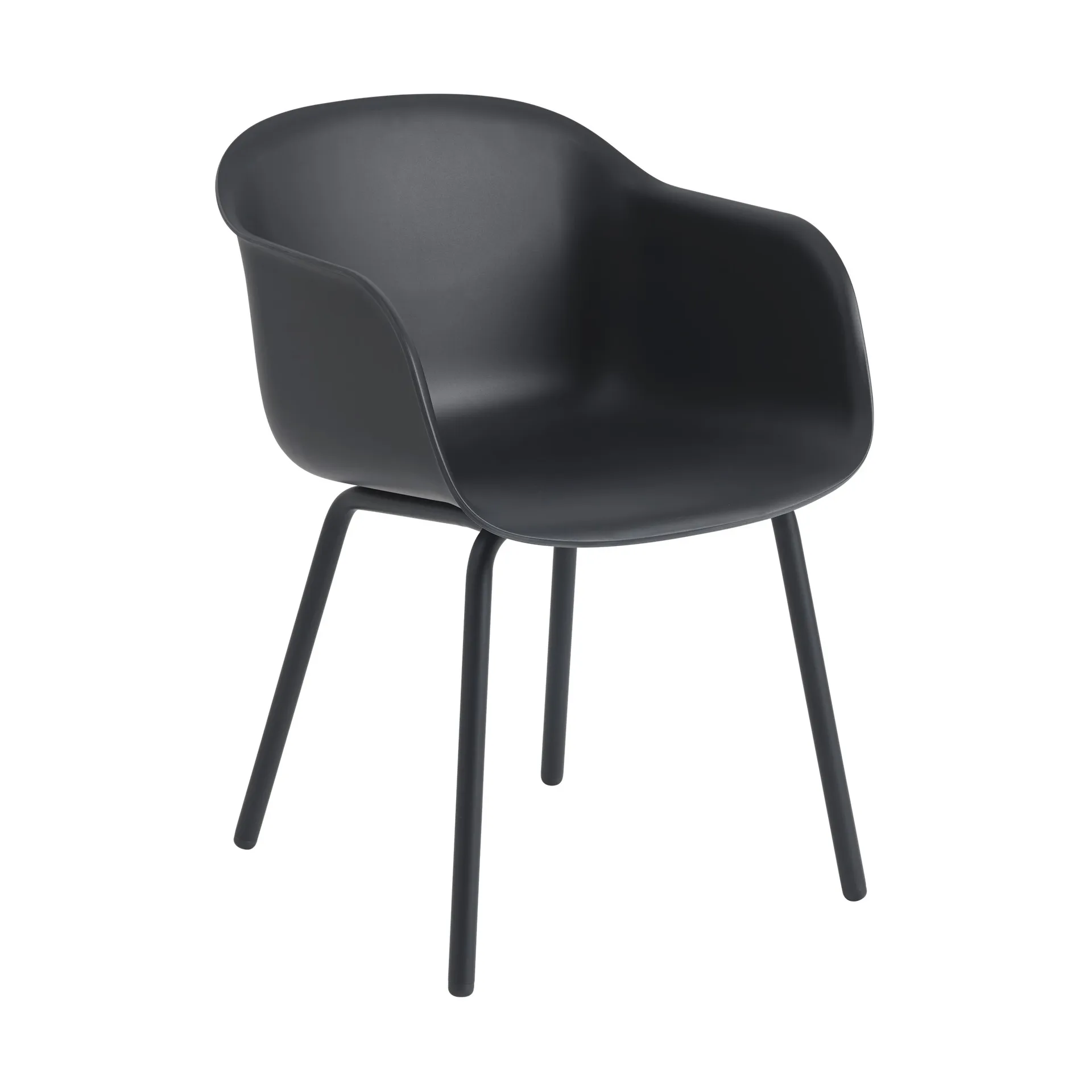 Silla Fiber Outdoor Armchair con patas de acero, Anthracite black (plastic) Muuto