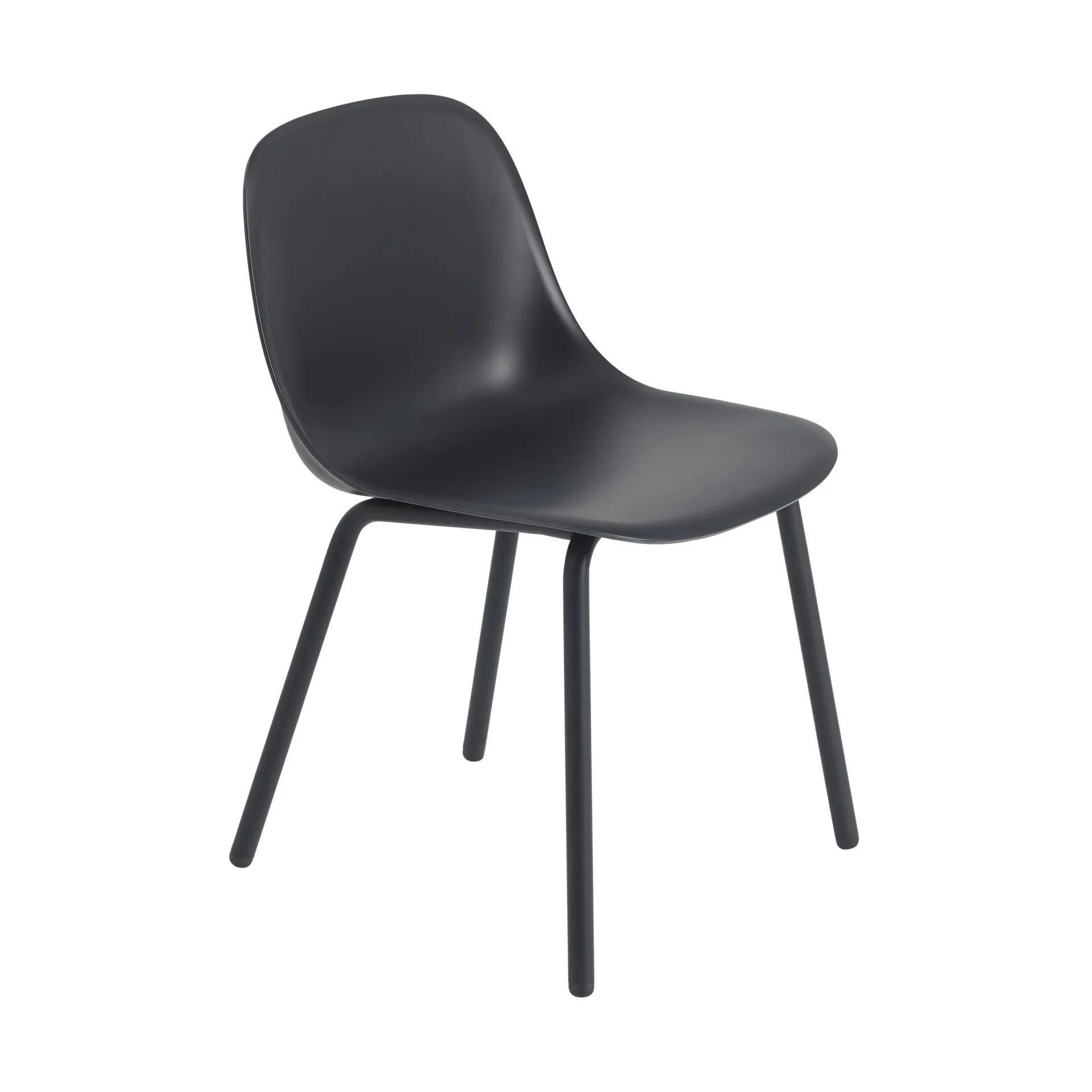 Silla Fiber Outdoor side chair con patas de acero, Anthracite black Muuto