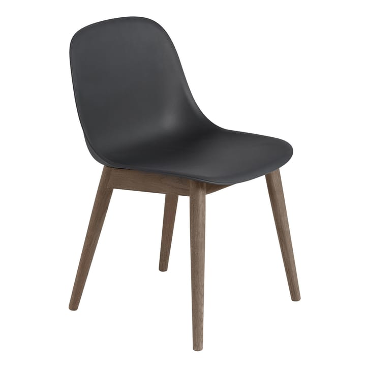 Silla Fiber Side Chair con patas de madera - Black-stained dark brown - Muuto