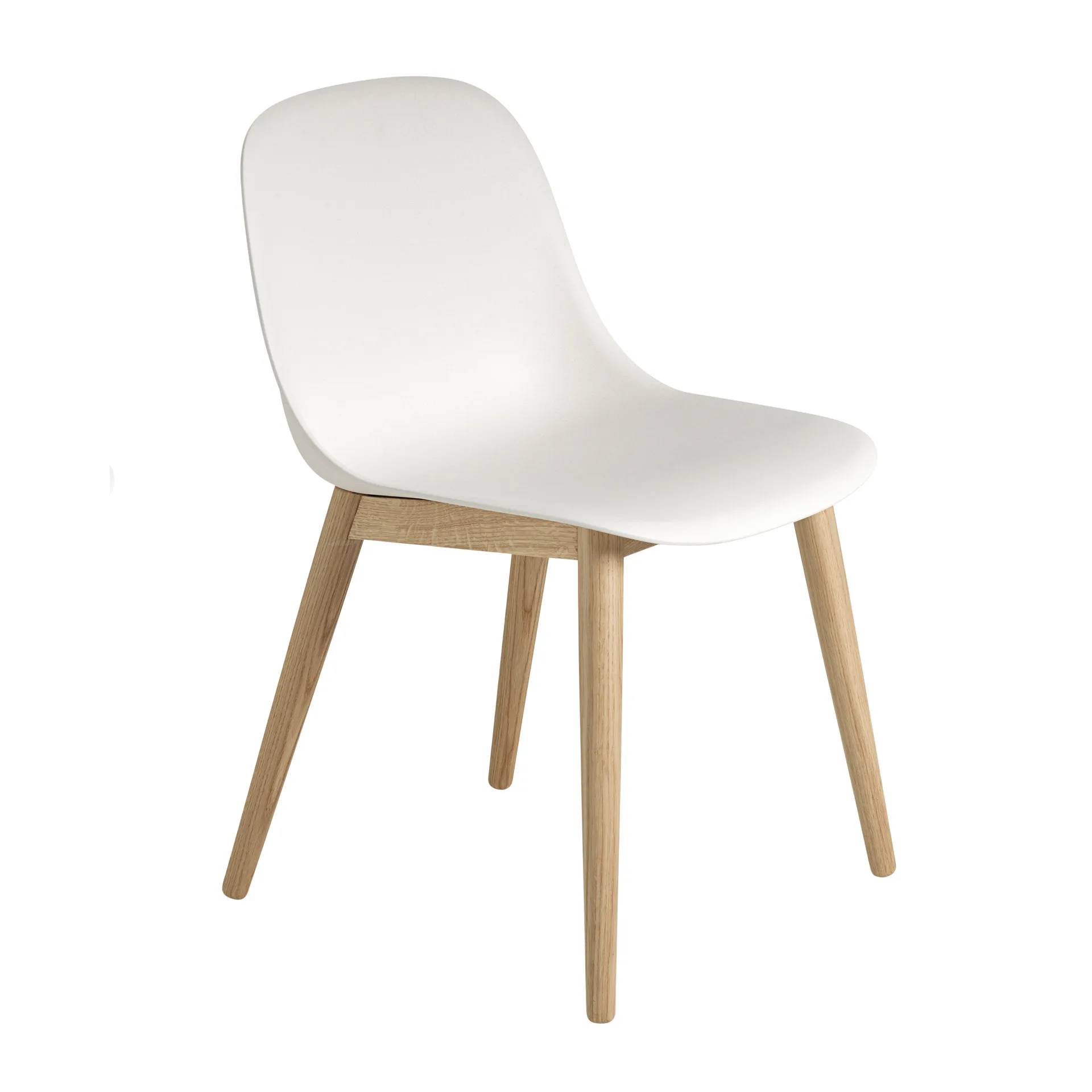 Silla Fiber Side Chair con patas de madera, blanco-roble Muuto