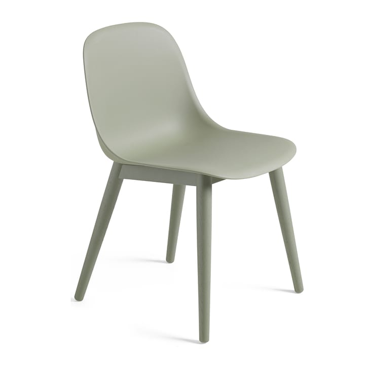 Silla Fiber Side Chair con patas de madera - dusty green - Muuto