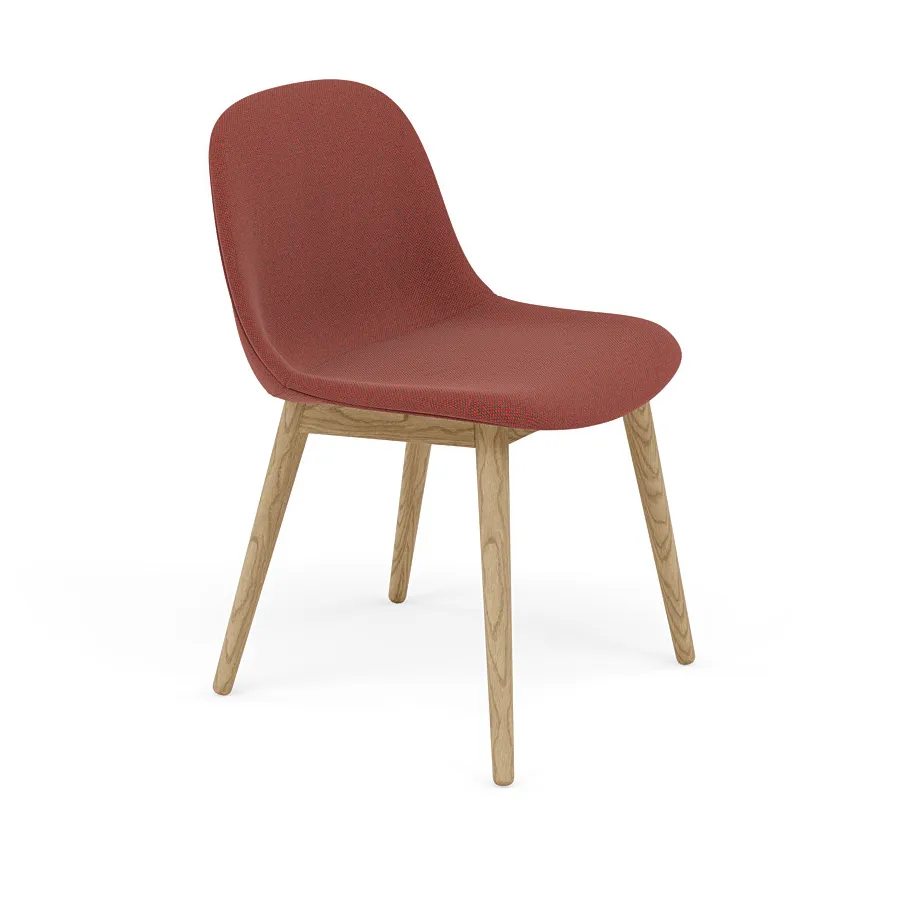 Silla Fiber Side Chair con patas de madera, Re-wool 558-oak Muuto