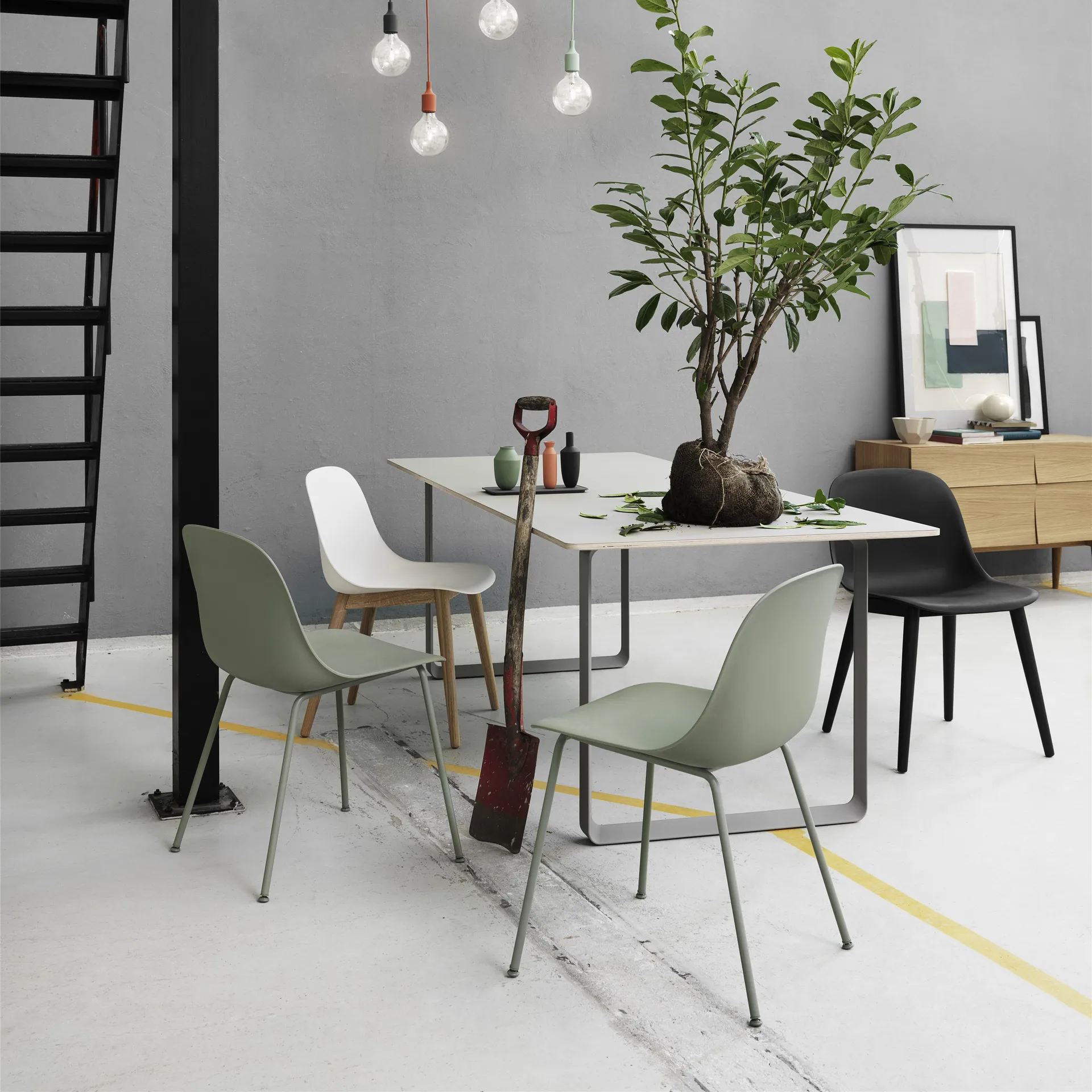 Silla Fiber side chair, dusty green Muuto