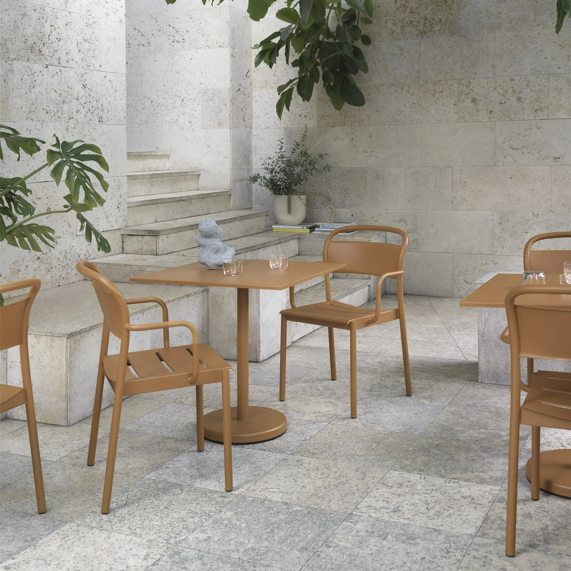 Silla Linear steel armchair, Burnt orange Muuto