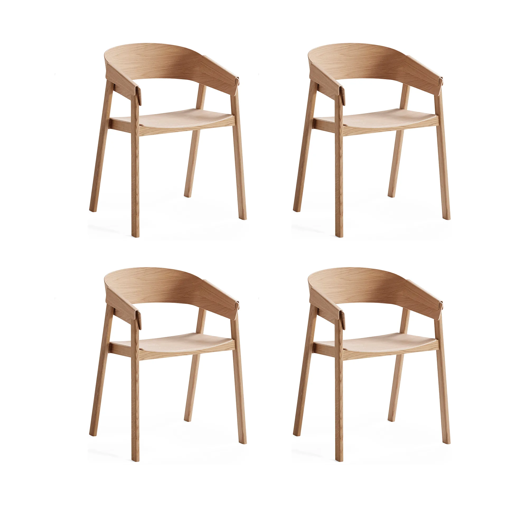 Sillón con brazos Cover Armchair, Roble, pack de 4 Muuto