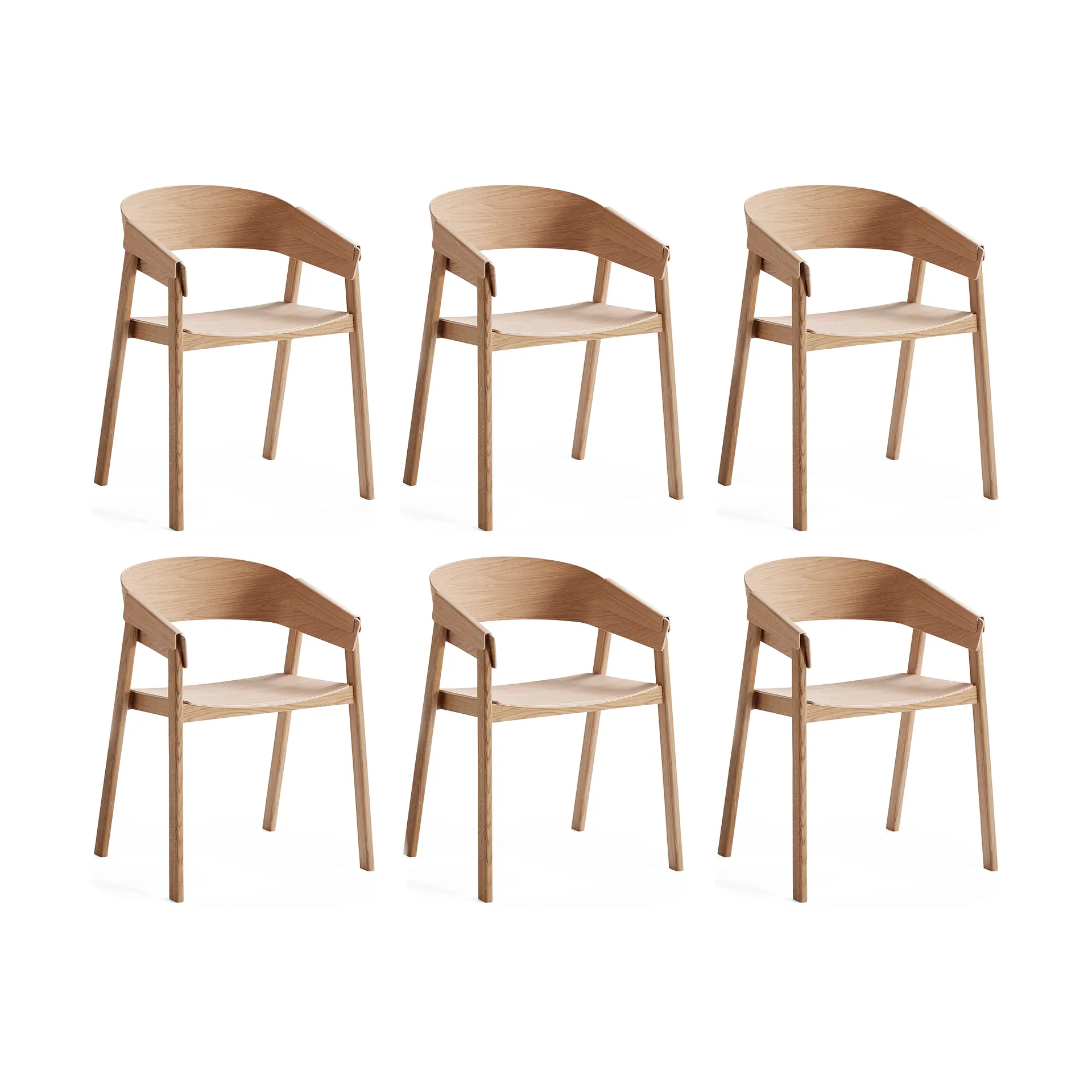 Sillón con brazos Cover Armchair, Roble, pack de 6 Muuto