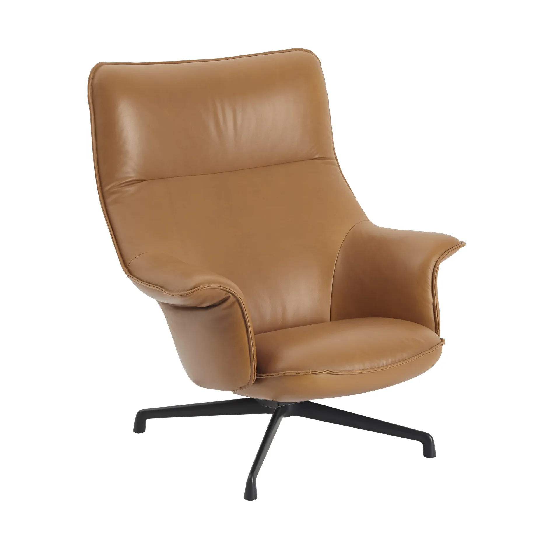 Sillón Doze swivel base, Refine leather cognac-black Muuto
