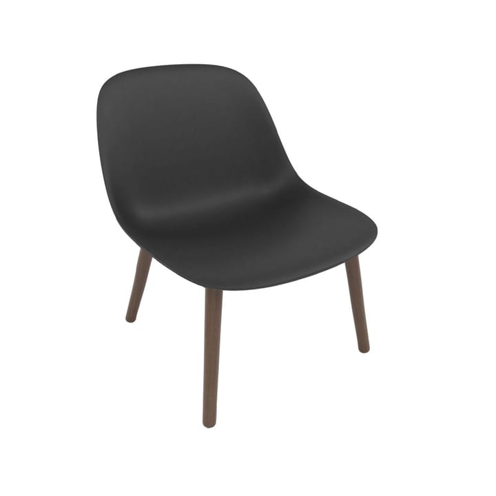 Sillón Fiber base madera - Black, patas barnizadas de marrón oscuro - Muuto