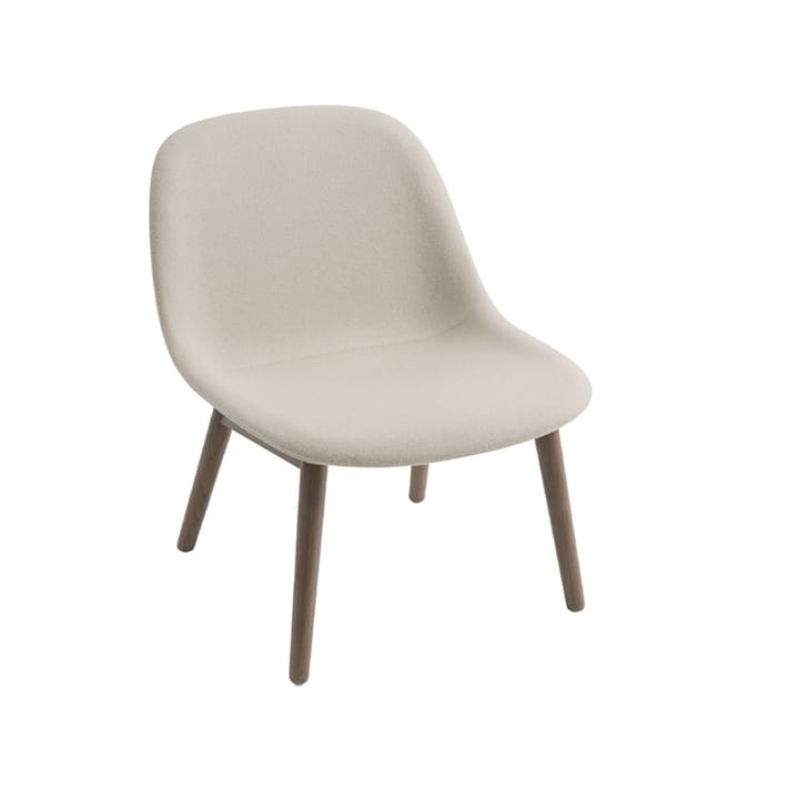 Sillón Fiber base madera - Tela hero 211 beige, patas de roble teñidas de marrón - Muuto