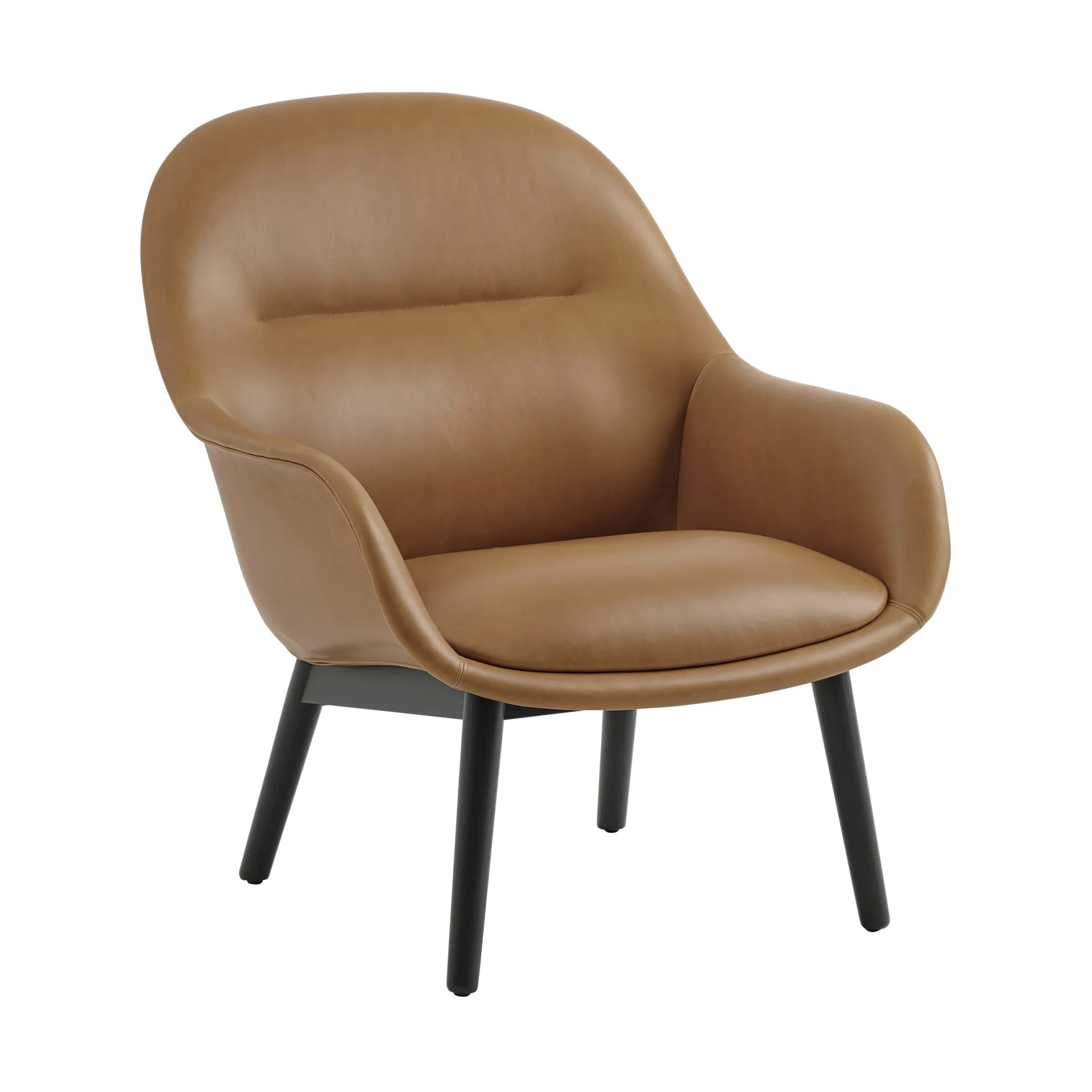 Sillón Fiber Lounge patas de roble, Refine leather cognac-black Muuto