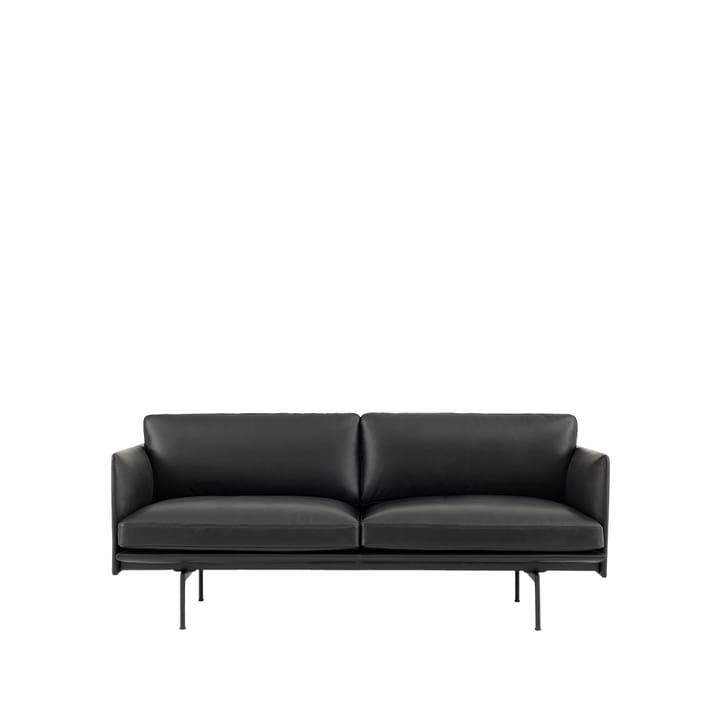 Sofá de 2 plazas Outline - Refine leather black-Black - Muuto