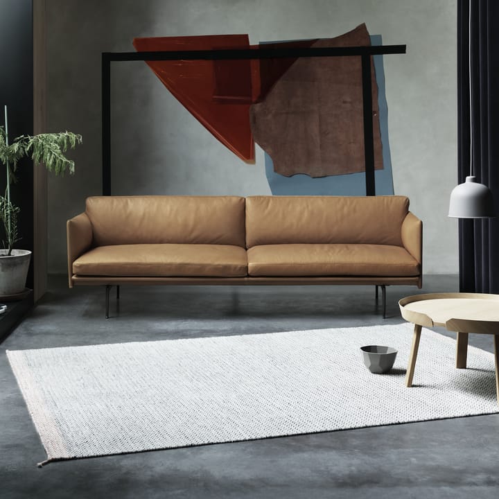 Sofá de 3 plazas Outline cuero, Cognac-patas negras Muuto
