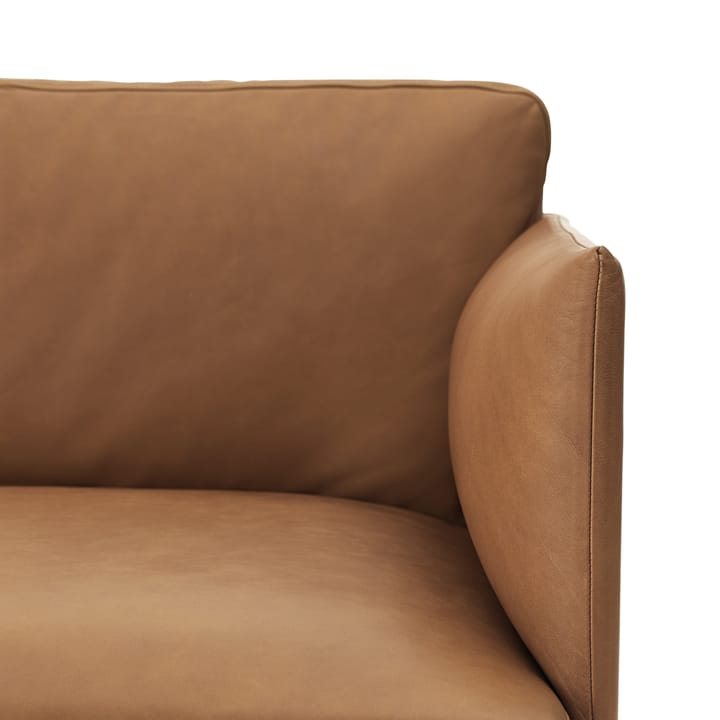 Sofá de 3 plazas Outline cuero, Cognac-patas negras Muuto