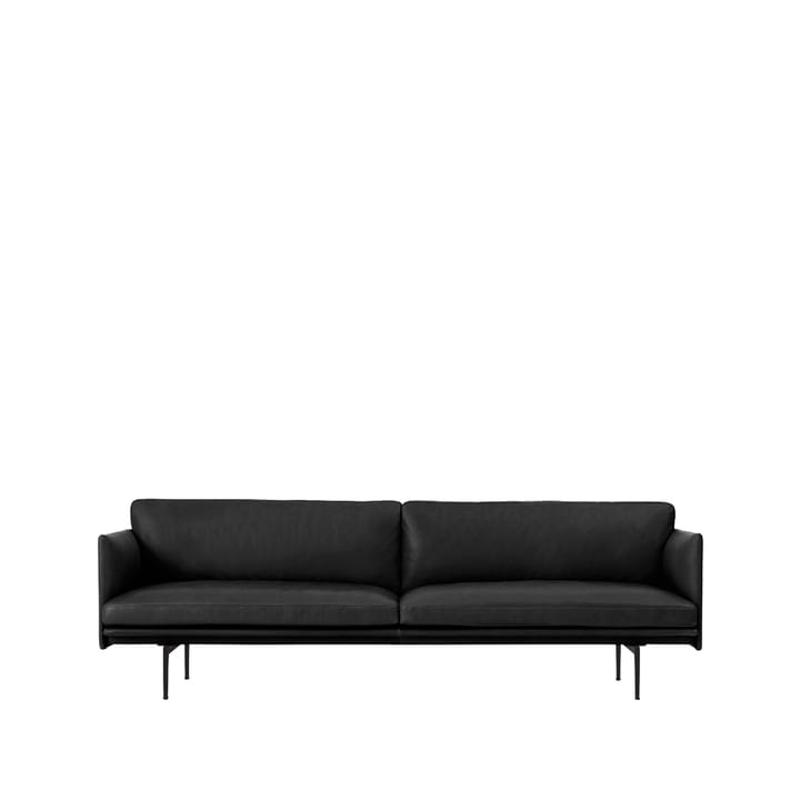 Sofá de 3 plazas Outline cuero - Refine black-patas negras - Muuto