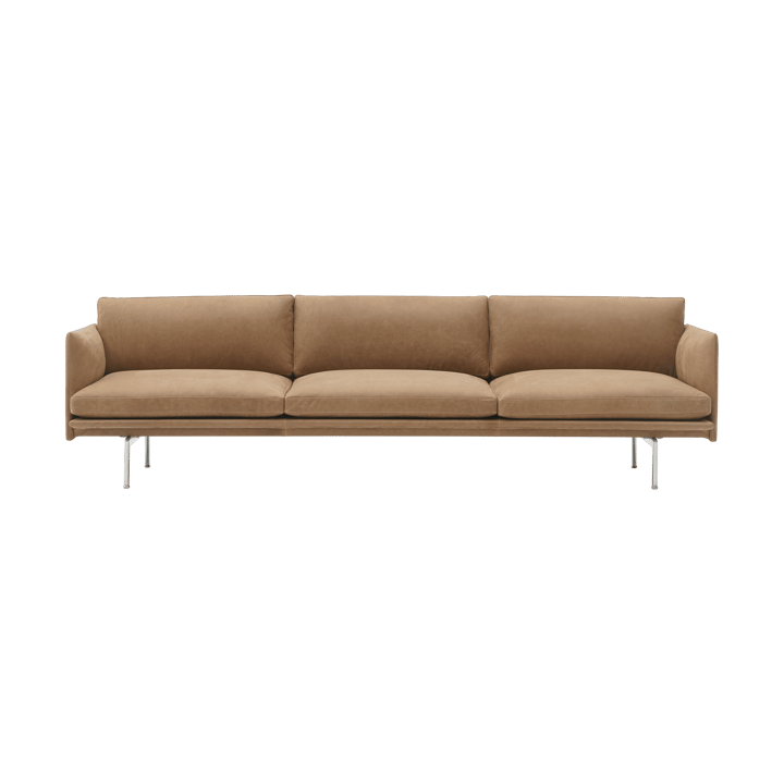 Sofá de 3,5 plazas Outline polished alu - Grace leather Camel - Muuto