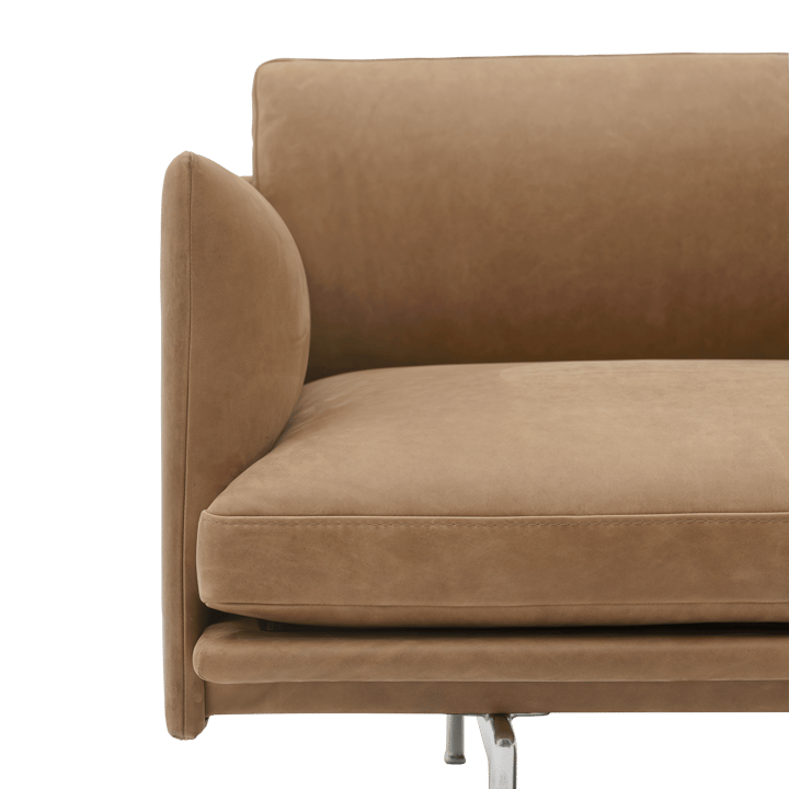 Sofá de 3,5 plazas Outline polished alu, Grace leather Camel Muuto