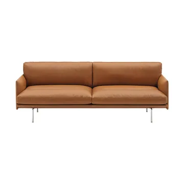 Sofá Outline Soft - Refine Leather Cognac-patas de aluminio, 3 plazas - Muuto