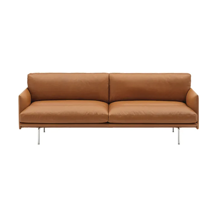 Sofá Outline Soft - Refine Leather Cognac-patas de aluminio, 3 plazas - Muuto