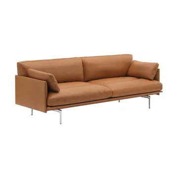 Sofá Outline Soft - Refine Leather Cognac-patas de aluminio, 3 plazas - Muuto