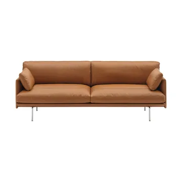 Sofá Outline Soft - Refine Leather Cognac-patas de aluminio, 3 plazas - Muuto