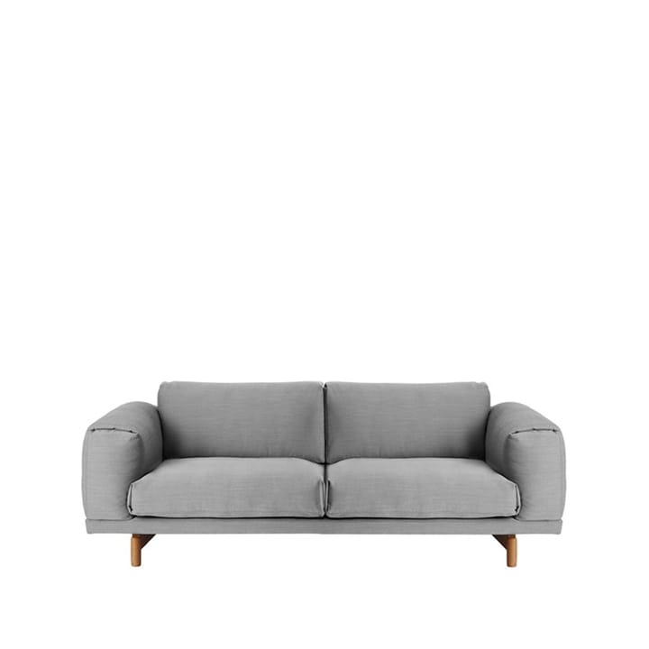 Sofá Rest - 2 plazas tela steelcut trio ii 133 light grey, patas de roble - Muuto