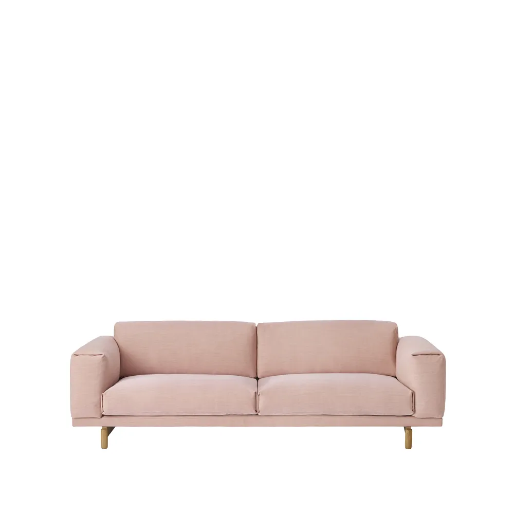 Sofá Rest, 3 plazas tela steelcut trio 515 rose, patas de roble Muuto