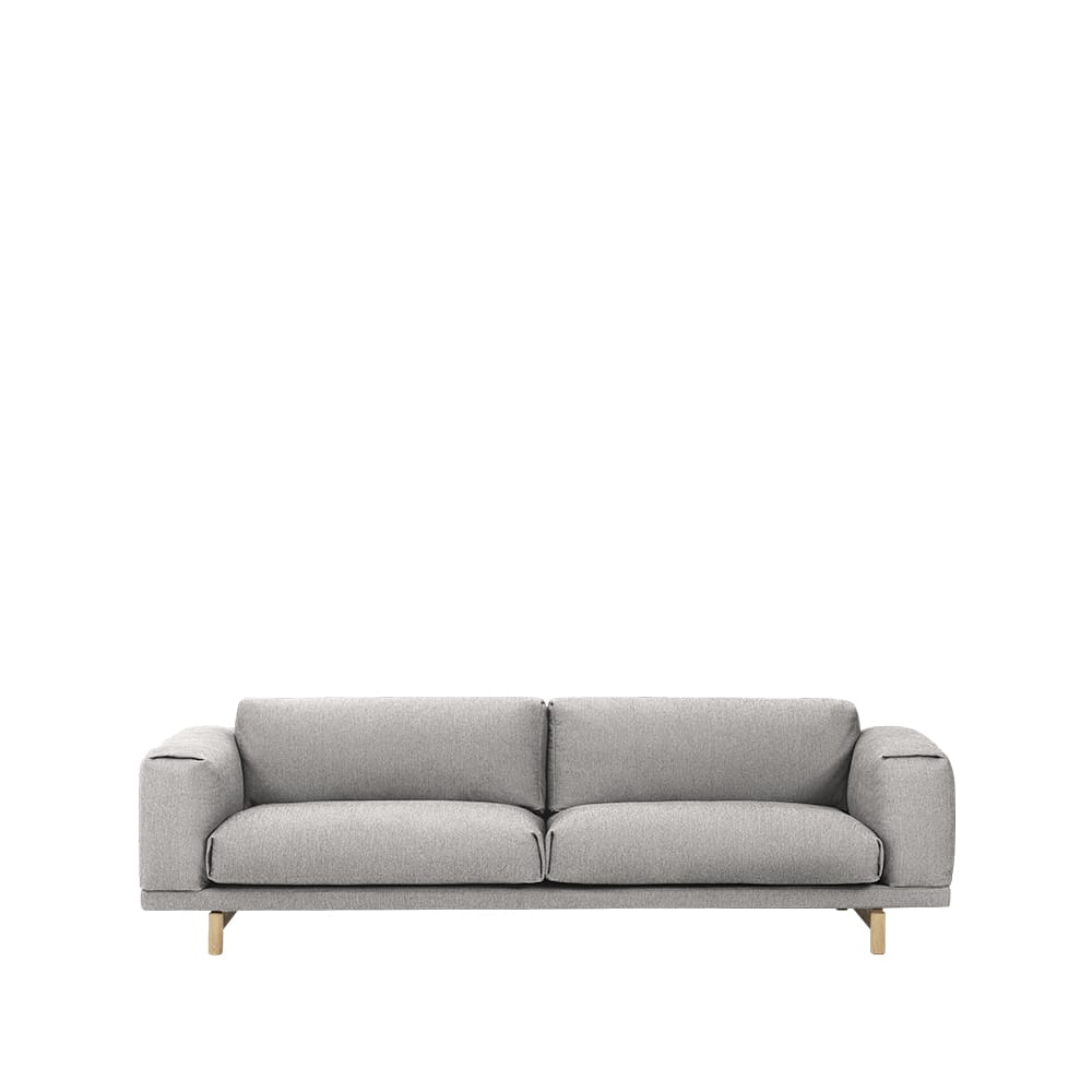 Sofá Rest, 3 plazas tela vancouver 14 light grey, patas de roble Muuto