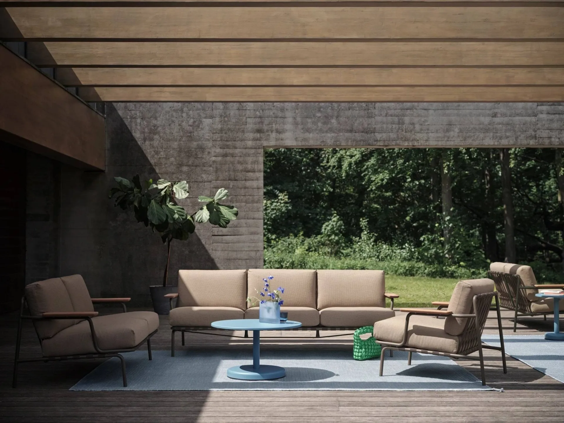 Sofá Settle de 2 plazas, Ribbed Weave 5 Taupe Muuto